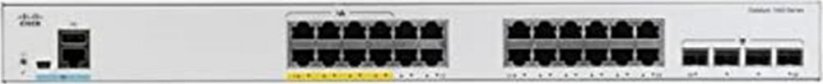Cisco Cisco CAT1000L 28Port fixed managed L2 Switch: - 24x1GE Ports, PoE+ with 370W PoE budget, 4x1GE SFP uplinks, - 56Gbps switching Bandwidth, WebUI, USB-A, USB mini-B, - inkl. Fan, external Bluetooth dongle plugs into USB port, - Security: 802.1X suppor