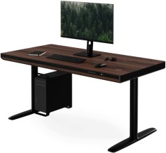 Jan Nowak Elektryczne sit-stand z zásuvoką i ładowarką bezprzewodową Qi čierne/orech, 1400 mm: ELLIS (5907367514735)
