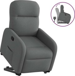 vidaXL vidaXL Podnoszony fotel rozkładany, tmavoSivý, obity tkaniną