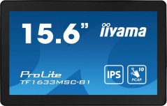 iiyama Monitor dotykowy iiyama ProLite TF1633MSC-B1 15,6" IPS LED, HDMI, DisplayPort, Reproduktori, IP54, openframe