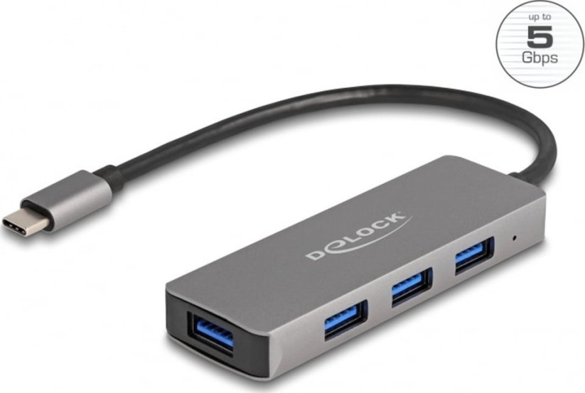 Delock DeLOCK 63173 huby i koncentratory USB 3.2 Gen 1 (3.1 Gen 1) Type-C 5000 Mbit/s Čierny
