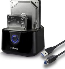 Fantec FANTEC DS-X2U3-Glanz - Bis zu 2x 6,35cm 2,5Zoll und/oder bis zu 8,89cm 2x 3,5Zoll SATA HDD Klon & Dockingstation