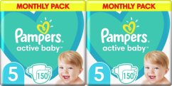 Pampers Pieluchy Active Baby 5, 11-16 kg, 150 szt. x2