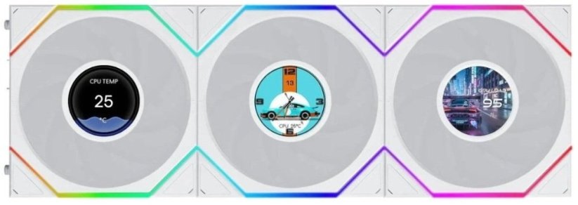 Lian Li ventilátory Uni Fan TL LCD Flex Wireless ARGB PWM (Sada 3 ks 120mm White (G9F.12TLLCD1F3W.00)