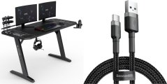 SENSE7 Nomad Cybernetic Czarne 140 cmx60 cm + kabel usb