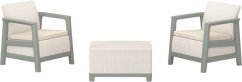 Keter Komplet mebli záhradných Scandi Linea Balcony Set jajkowo Sivý/szałwiowo Zelený odcień kamienia (8711245164175)