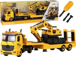 LeanToys Laweta Do Składania Z Koparką Gąsienicową Dźwięk Światła DIY Žltý
