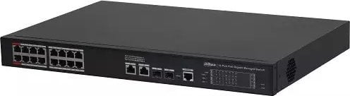 Dahua Technology PoE šakotuvas 1000Mbps 16portų PoE +2G uplink + 2SFP, Hi-PoE
