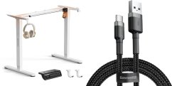 SENSE7 Rama biurka elektrycznego Nojo light biała + kabel usb