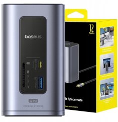 Baseus Baseus Air Spacemate 12w1 USB-C | 2xHDMI 4K@60Hz | 2xUSB-C 10Gb/s | 2xUSB-A 5Gb/s | 2xUSB-A (480Mb/s) |RJ45 | SD/microSD | 3.0 USB-C (PD) - szara