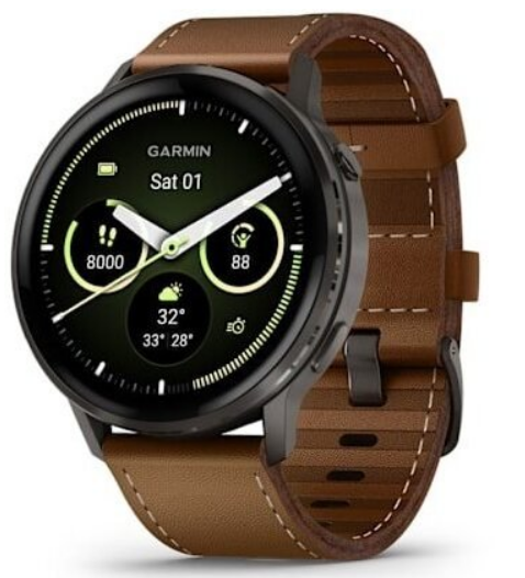 Garmin Venu 4 45mm AMOLED  Slate / Brown, Leather Band