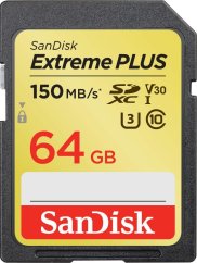 SanDisk Extreme Plus SDXC 64 GB Class 10 UHS-I/U3 V30 (SDSDXW2-064G-GNCIN)