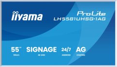iiyama iiyama LH5581UHSG-1AG signage display Interaktywny płaski panel 138,7 cm (54.6") Wi-Fi 500 cd/m² 4K Ultra HD Biely Procesor wbudowany Android 10 24/7
