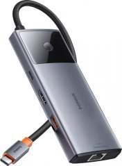 Baseus Hub 6w1 Baseus Metal Gleam 2 Series, USB-C do 2xUSB 3.0 +USB-C + HDMI + USB-C PD + Ethernet RJ45