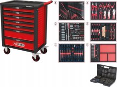 KS Tools Įrankių vežimėlis RACINGline, 7 stalčiai +598vnt įrankių, KS Tools