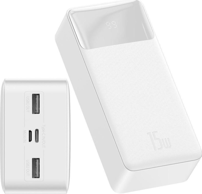 Baseus Bipow Digital Display 15W 30000mAh Biely