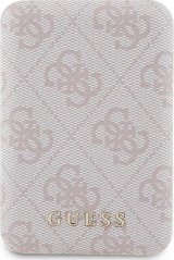 Guess Guess Powerbank indukcyjny 15W GUPB5FP4EMGP 5000mAh Ružový/pink 4G Leather Metal Logo MagSafe