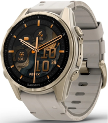 Garmin Fenix 8 AMOLED 43mm Sapphire Gold/Gray Leather Strap 010-02903-40