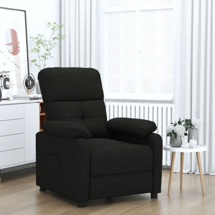 vidaXL vidaXL Fotel rozkładany, Čierny, obity tkaniną