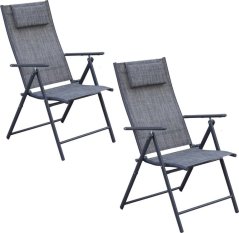 Saska Garden kreslo OGRODOWE 57x68x106CM  2xTEXTLINE 7-POZYCYJNE Z PODUSZKĄ KPL.2SZT