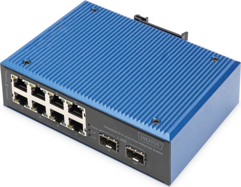 Digitus DIGITUS Industrial 8+2-Port Fast Ethernet Switch 8 Port FE RJ45 2 GE SFP Ports