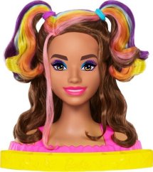 Mattel Głowa do stylizacji Neonowa tęcza Hnedé vlasy + Príslušenstvo Color Reveal HMD80