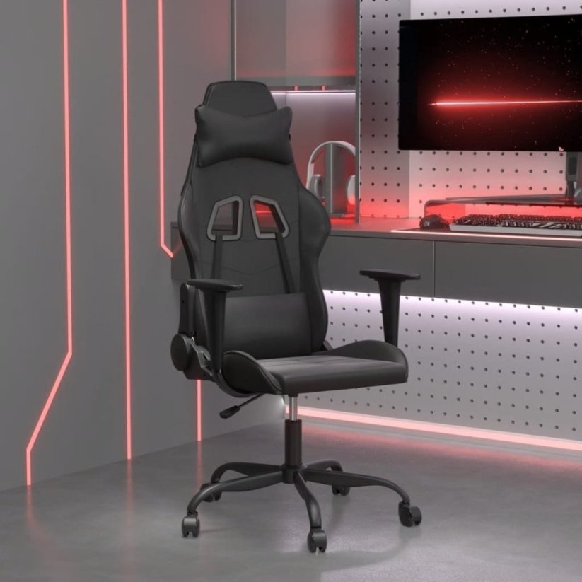vidaXL Masujący fotel gamingowy, Čierny, sztuczna skóra Lumarko!