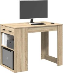 vidaXL Biurko z zásuvoką i półką, dub sonoma, 102x62x77,5 cm