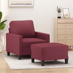 vidaXL vidaXL Fotel z podNôžkiem, winna czerwień, 60 cm, obity tkaniną