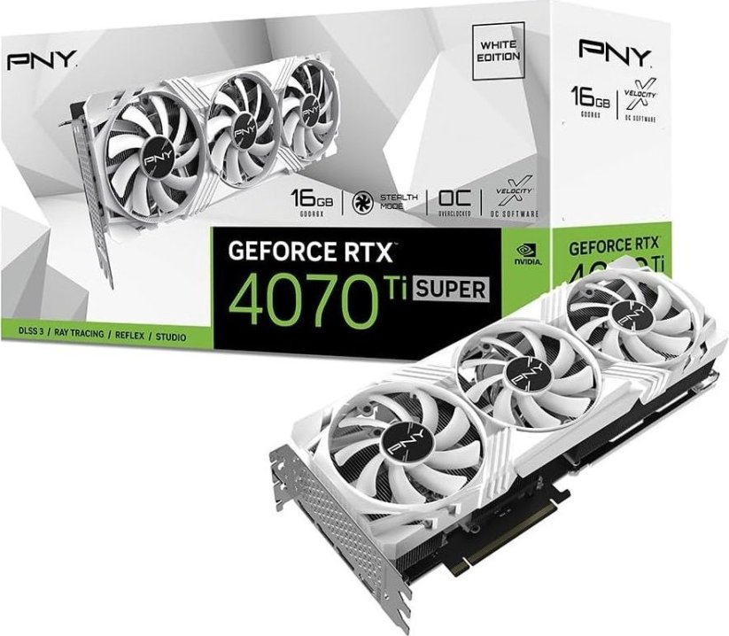 PNY GeForce RTX 4070 Ti SUPER Verto OC White 16GB GDDR6X (VCG4070TS16TFWXPB1-O)