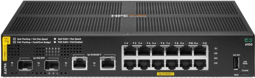 HPE 6100 12G Class4 PoE 2G/2SFP+ 139W (JL679A)