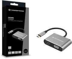 Conceptronic Conceptronic DONN16G stacja dokująca Przewodowa USB 3.2 Gen 1 (3.1 Gen 1) Type-C Čierny, strieborný
