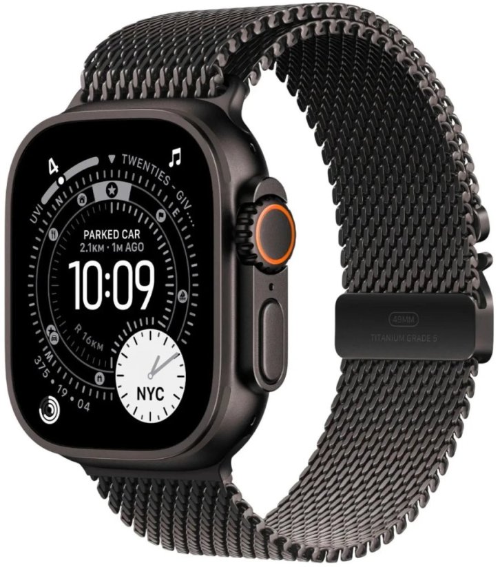 Apple Watch Ultra 3 GPS + Cellular 49mm Black Titanium / Titanium Milanese Loop M Čierny  (MF1Q4QP/A)