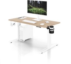 Jan Nowak Elektryczne z regulacją wysokości ergonomiczne biele/dub sonoma,1200x600 mm: ARIA (5907367517385)