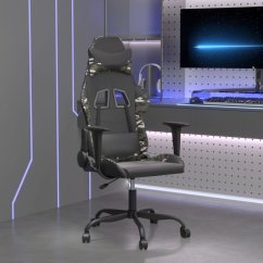 vidaXL vidaXL Masujący fotel gamingowy, Čierny i maskáčový, sztuczna skóra