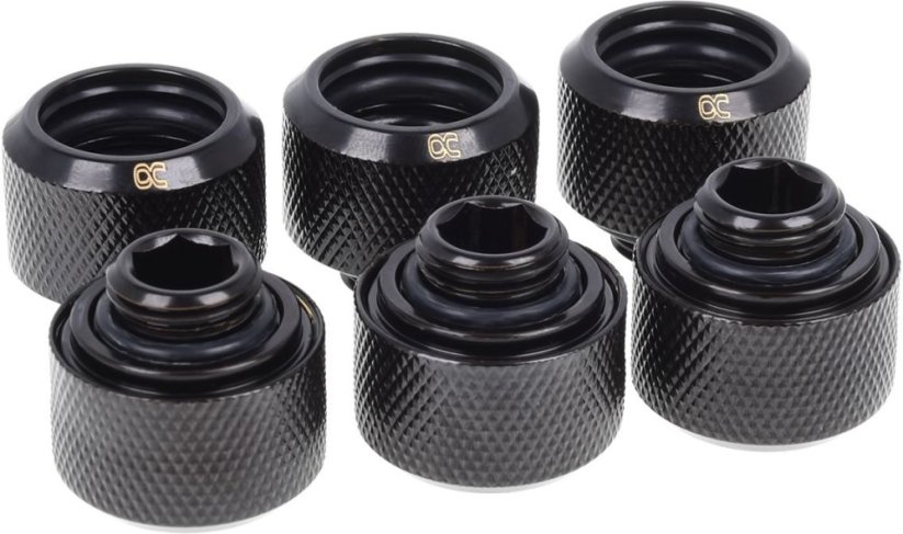 Alphacool Sada złączek 1/4" - 16/10mm, čierne, 6ks (17379)