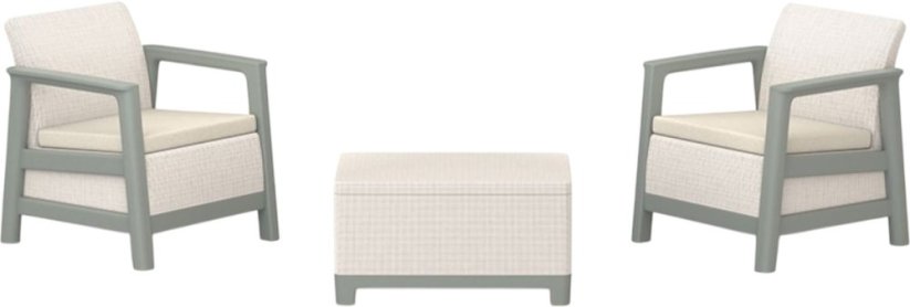 Keter Komplet mebli záhradných Scandi Linea Balcony Set jajkowo Sivý/szałwiowo Zelený odcień kamienia (8711245164175)