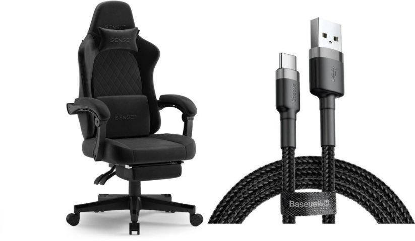 SENSE7 DEVON alcantara black + kabel usb