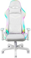 Deltaco Žaidimų kėdė DELTACO GAMING Baltas LINE, RGB, kaklo pagalvėlė, nugaros pagalvėlė, balta / GAM-080-W