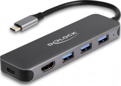 Delock DeLOCK 3P USB Hub+4K HDMI+USB-C+PD 85W - 64171