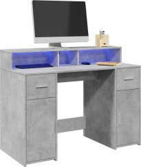 vidaXL Biurko z podświetleniem LED, betonowa szarość, 120x55x91 cm