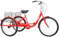 Enero Bicykel 3-kolesový 24" rehabilitačný 1-rýchlostný Červený