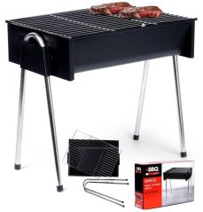 Koopman Grill na drevené uhlie turystyczny 48x33x46cm prenosná nehrdzavejúca oceľ Čierny