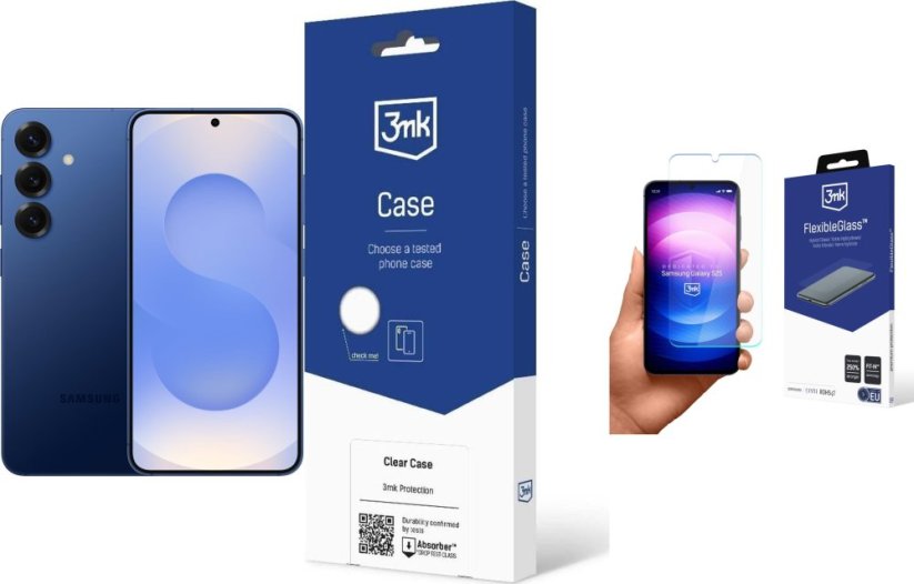 Samsung Galaxy S25 5G 12/256GB Granatowy (SM-S931BDB) + FlexibleGlass + Etui Clear Case