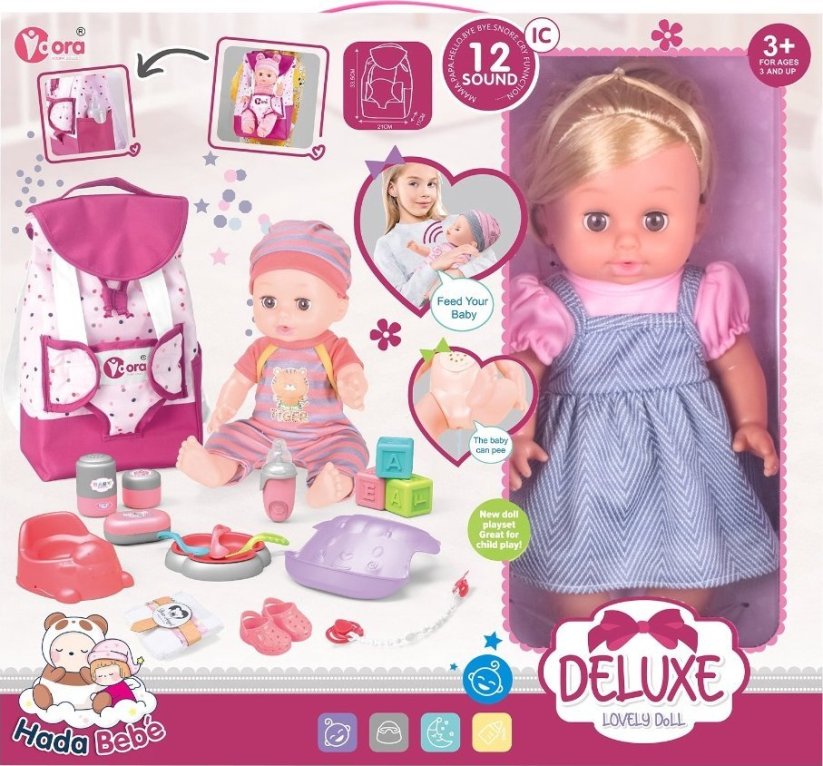 NoName 14IN DOLL BACKPACK SET WITH DRINK /PEE