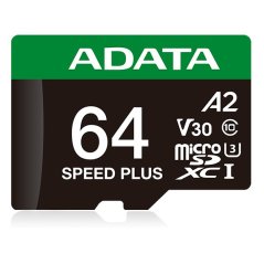 ADATA Speed Plus MicroSDXC 64 GB Class 3 UHS-I/U3 A2 V30 (UD64GUI3V30A2SP-RA1)