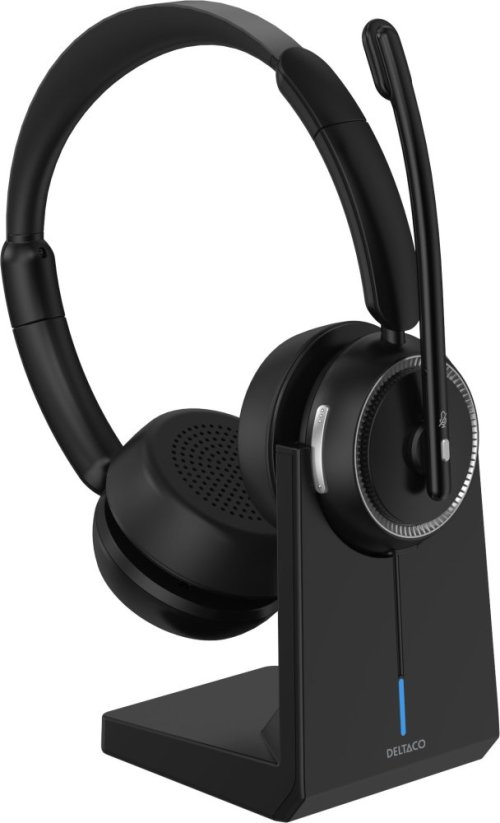 Deltaco HL-100 Wireless Stereo Headset on-ear, USB-dongle, charging stand / 1903274