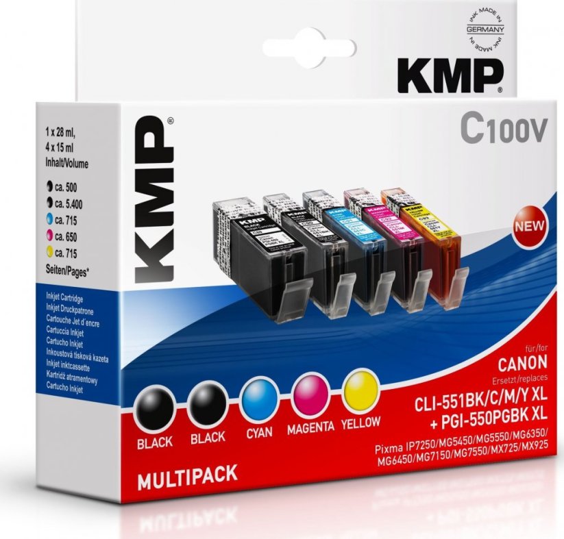 KMP Patrone Canon CLI-551(BK/C/M/Y) XL comp.Multipack C100V - 1519,0050