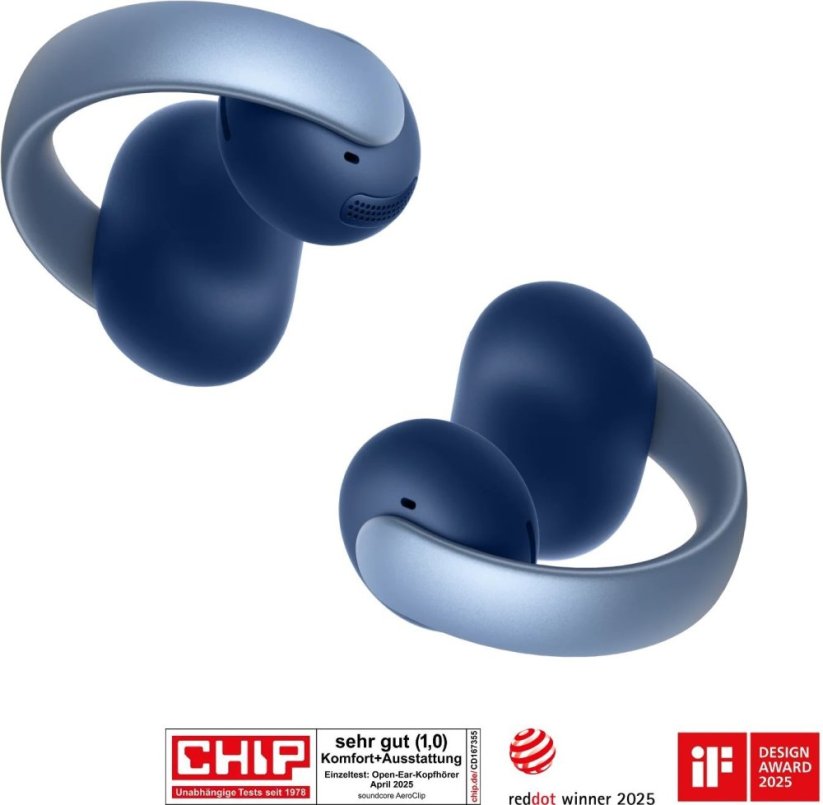 Anker Soundcore AeroClip blue Open-Ear Clip-Earbuds Hi-Res Sound LDAC NC IP55 wspierane rozmowy