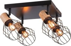 Paulmann Lampa na stropLanka max. 4x20W E14 230V  Čierny/drevo